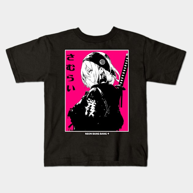 Cyberpunk Girl Samurai Warrior Anime Streetwear Kids T-Shirt by Neon Bang Bang